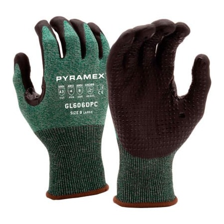 Pyramex Nitrile Gloves, 18G A3 Dots Thumb Saddle, Size Large - Pkg Qty 12 GL606DPCL